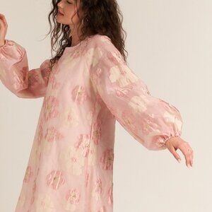 Bubble Sleeve Floral Organza Dress